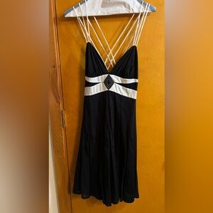 Bebe Black and Silver Cream Strappy Dress